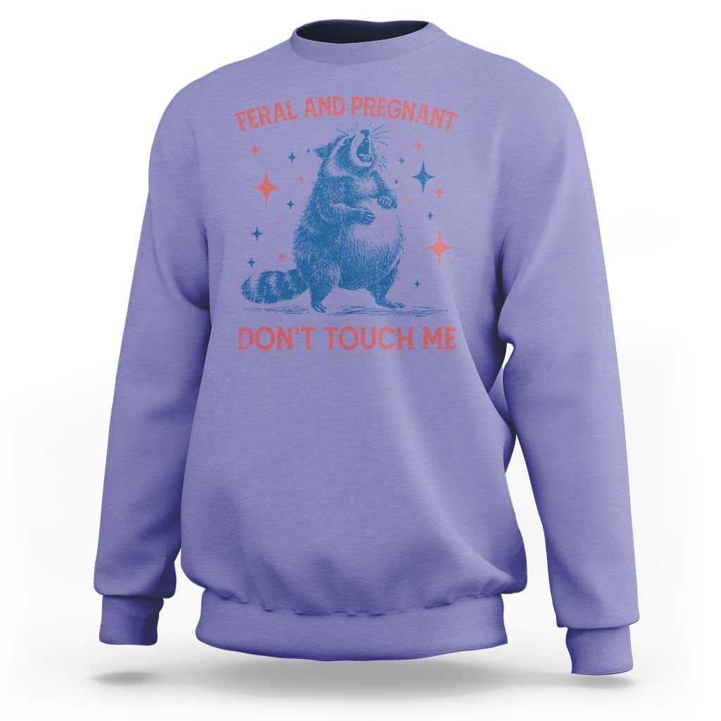 Pregnant Racoon Sweatshirt Feral And Pregnant Dont Touch Me Pregnancy Humor