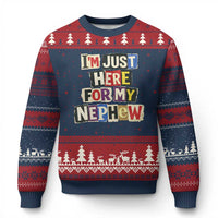 Im Just Here For My Nephew Ugly Christmas Sweater Trendy Aunts Letter Print Vintage