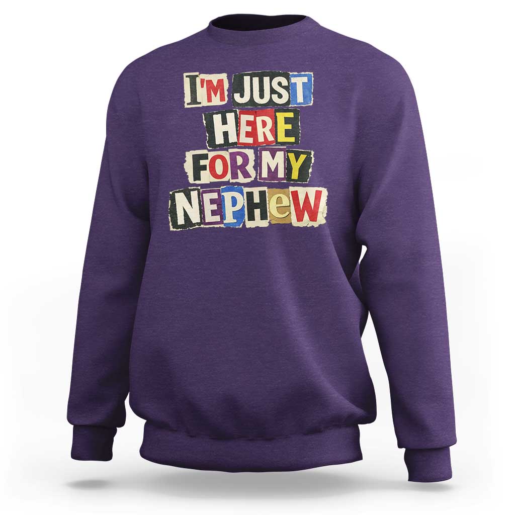 Im Just Here For My Nephew Sweatshirt Trendy Aunts Letter Print Vintage