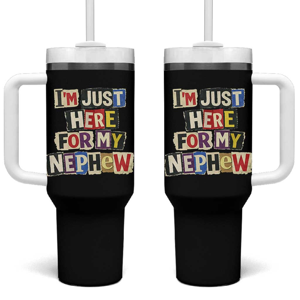 Im Just Here For My Nephew Tumbler With Handle Trendy Aunts Letter Print Vintage