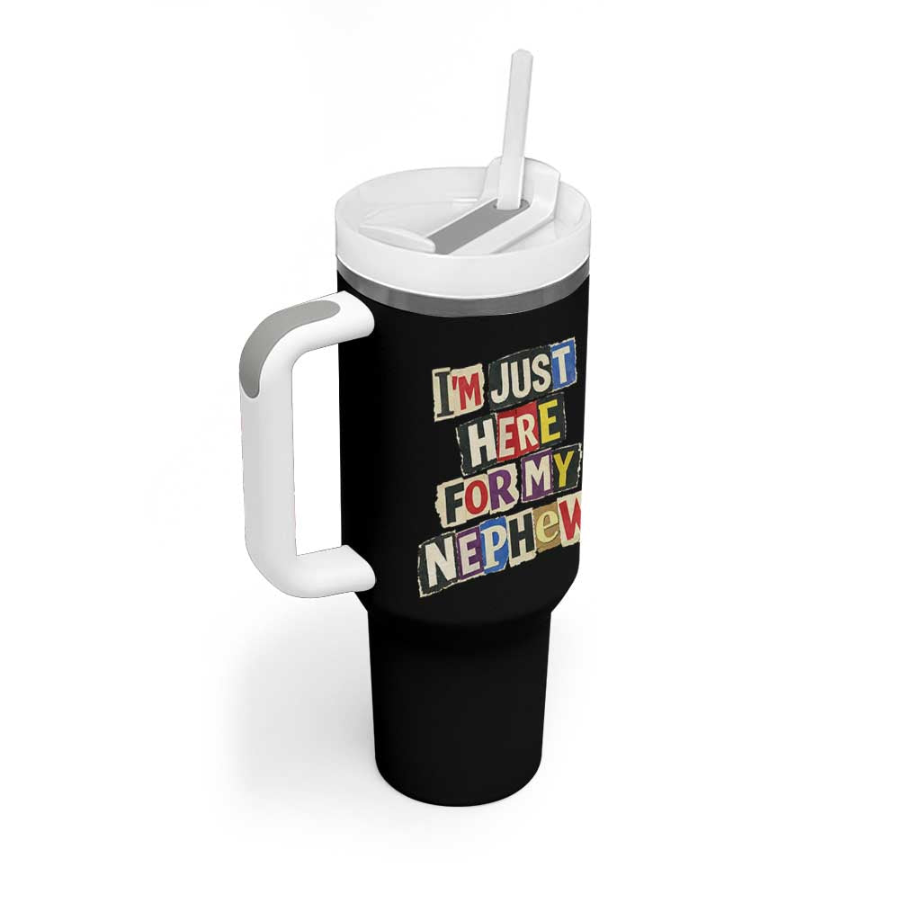 Im Just Here For My Nephew Tumbler With Handle Trendy Aunts Letter Print Vintage