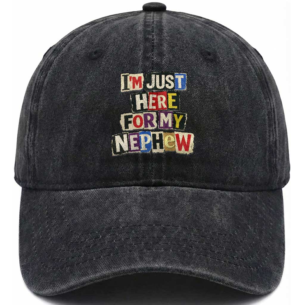 Im Just Here For My Nephew Washed Cotton Baseball Cap Trendy Aunts Letter Print Vintage