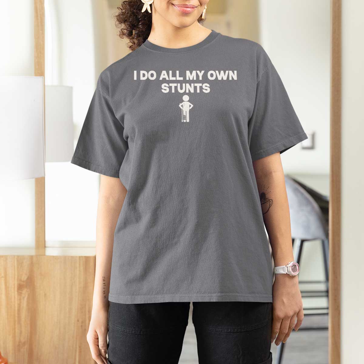 Funny Injury Leg T Shirt For Women I Do All My Own Stunts Broken Leg Get Well Gift