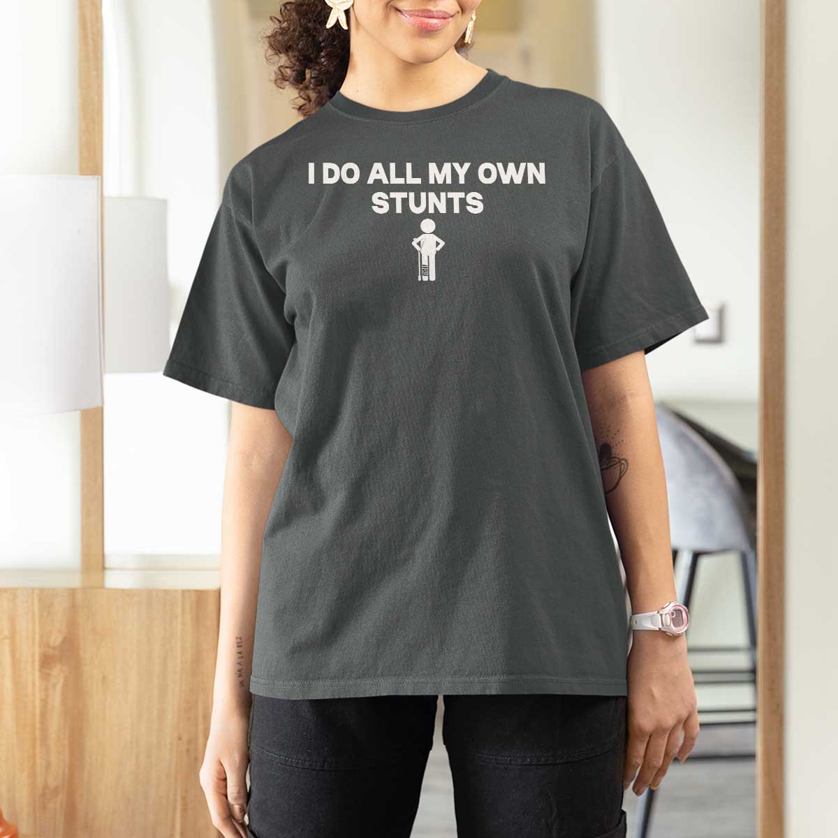 Funny Injury Leg T Shirt For Women I Do All My Own Stunts Broken Leg Get Well Gift