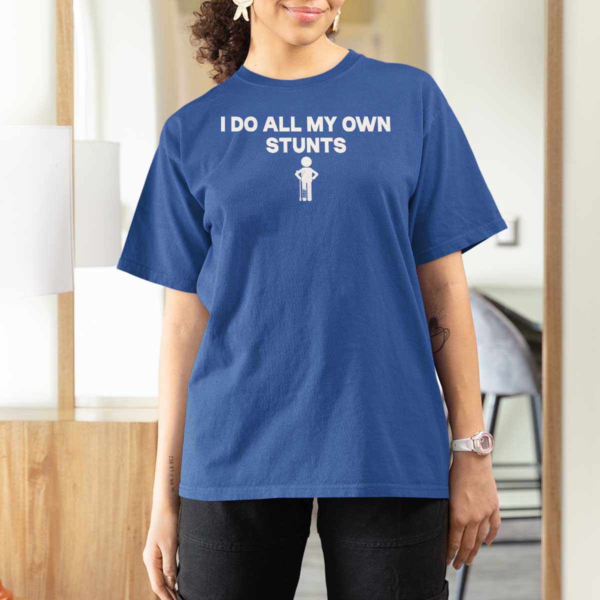 Funny Injury Leg T Shirt For Women I Do All My Own Stunts Broken Leg Get Well Gift