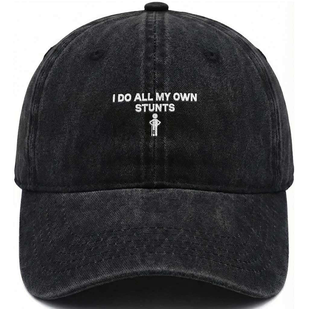 Funny Injury Leg Washed Cotton Baseball Cap I Do All My Own Stunts Broken Leg Get Well Gift