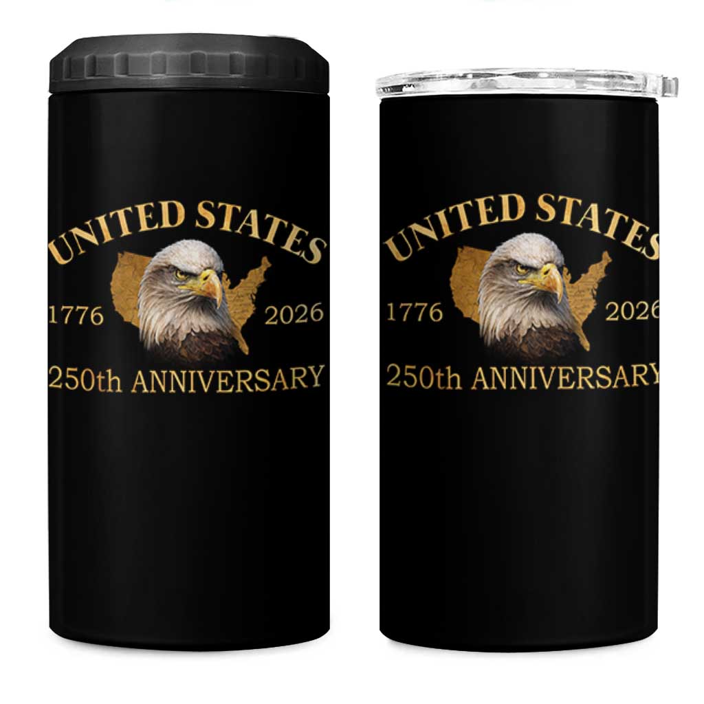 USA 250th Anniversary 4 in 1 Can Cooler Tumbler American Map Patriotic 1776-2026 America 250