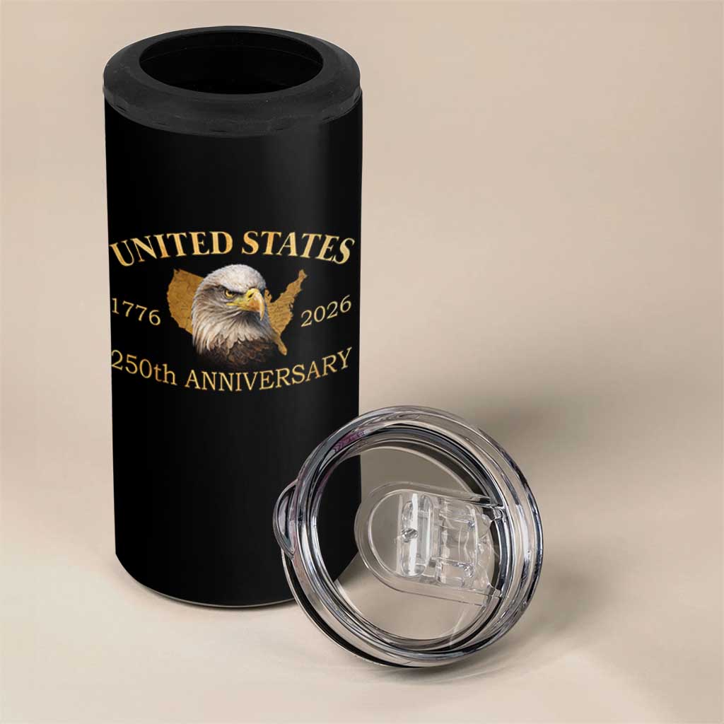 USA 250th Anniversary 4 in 1 Can Cooler Tumbler American Map Patriotic 1776-2026 America 250