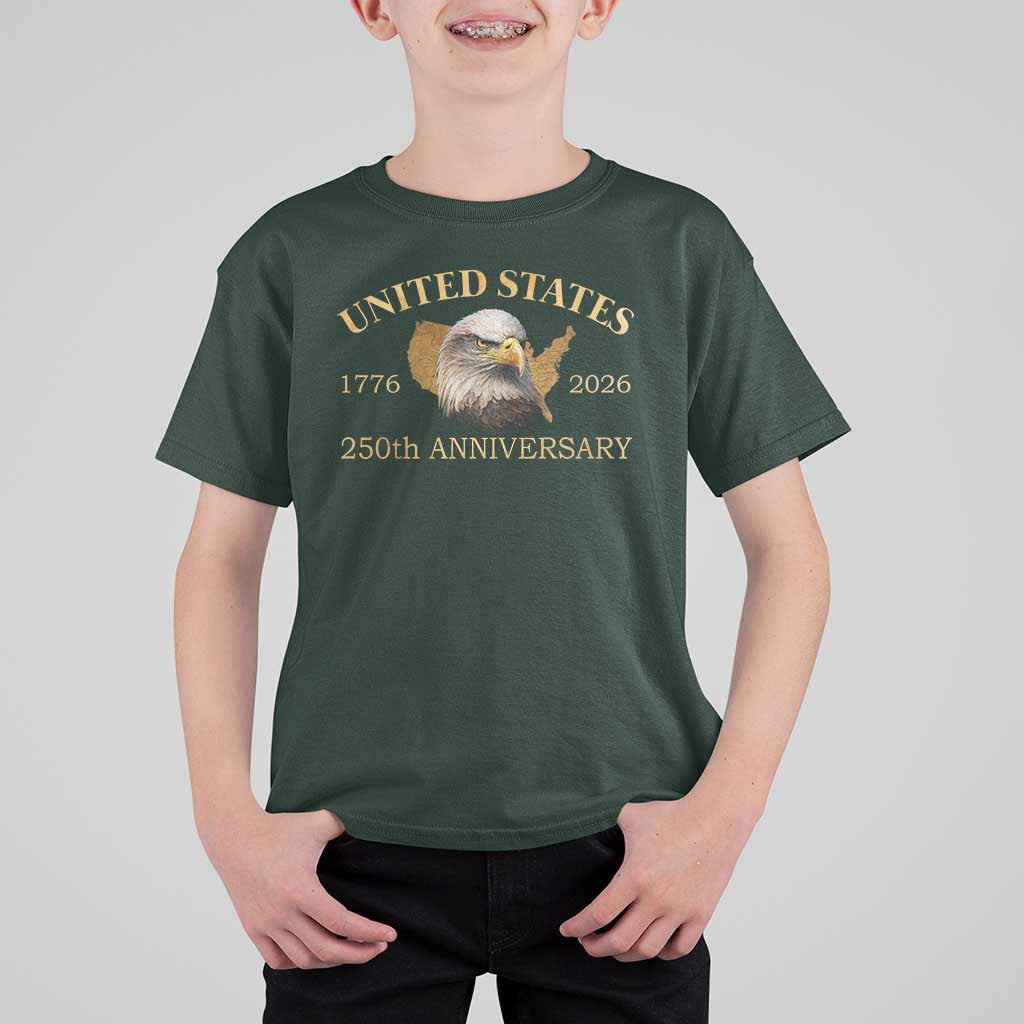 USA 250th Anniversary T Shirt For Kid American Map Patriotic 1776-2026 America 250