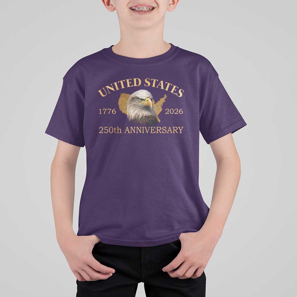 USA 250th Anniversary T Shirt For Kid American Map Patriotic 1776-2026 America 250