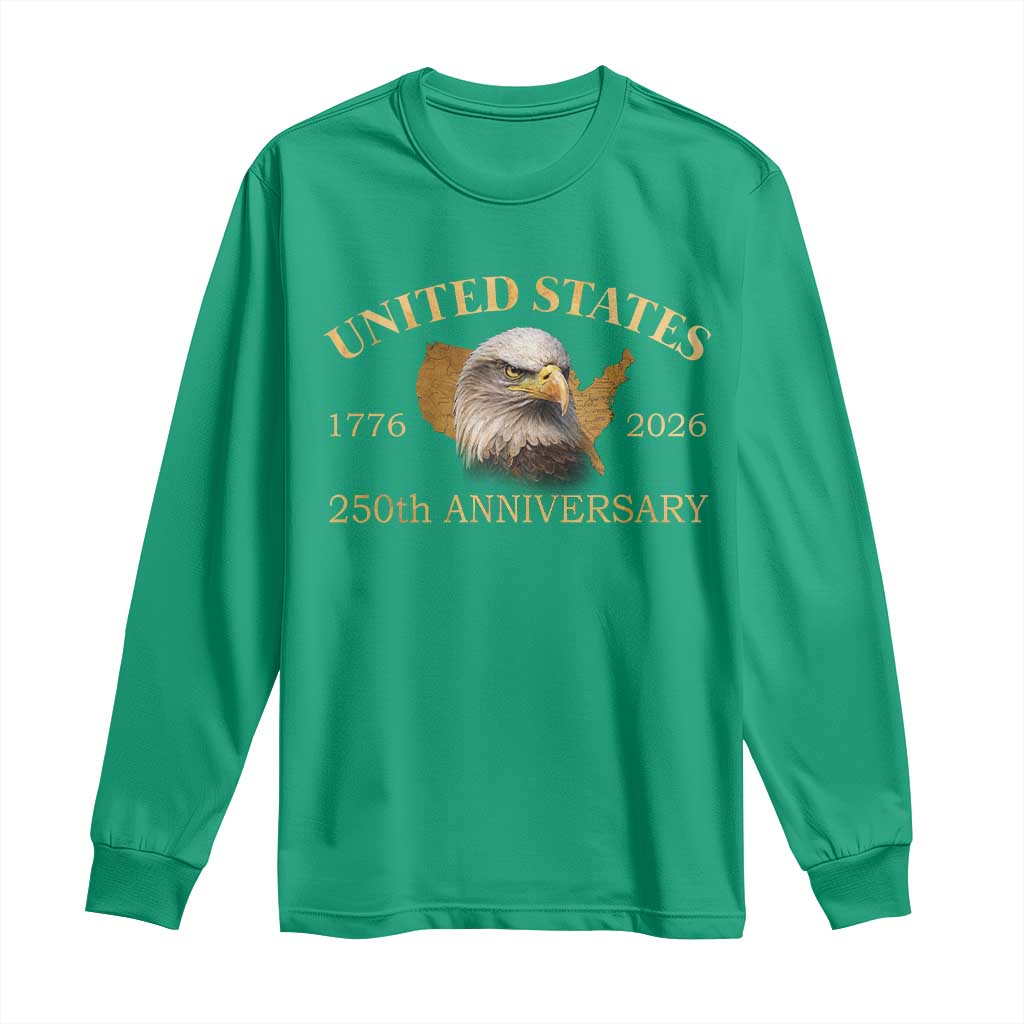 USA 250th Anniversary Long Sleeve Shirt American Map Patriotic 1776-2026 America 250