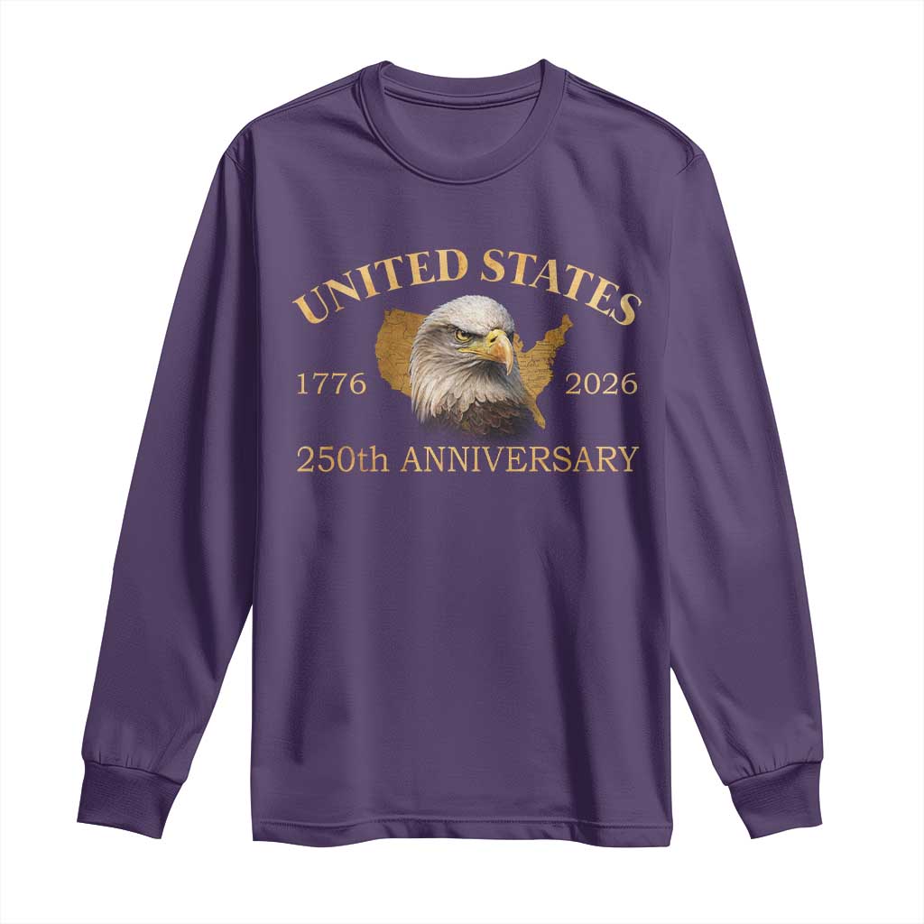 USA 250th Anniversary Long Sleeve Shirt American Map Patriotic 1776-2026 America 250
