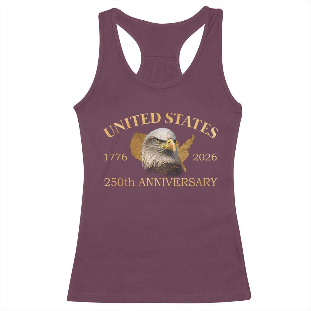 USA 250th Anniversary Racerback Tank Top American Map Patriotic 1776-2026 America 250