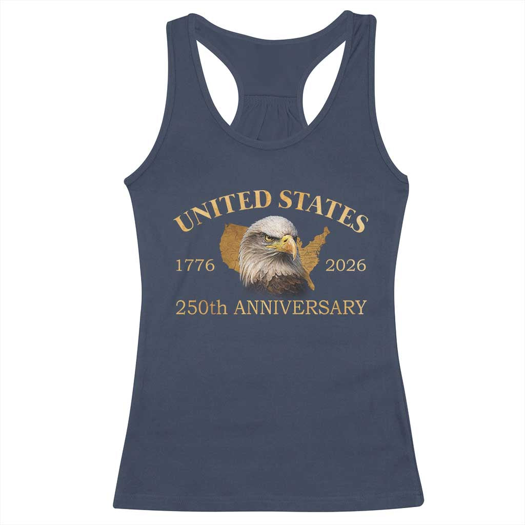 USA 250th Anniversary Racerback Tank Top American Map Patriotic 1776-2026 America 250