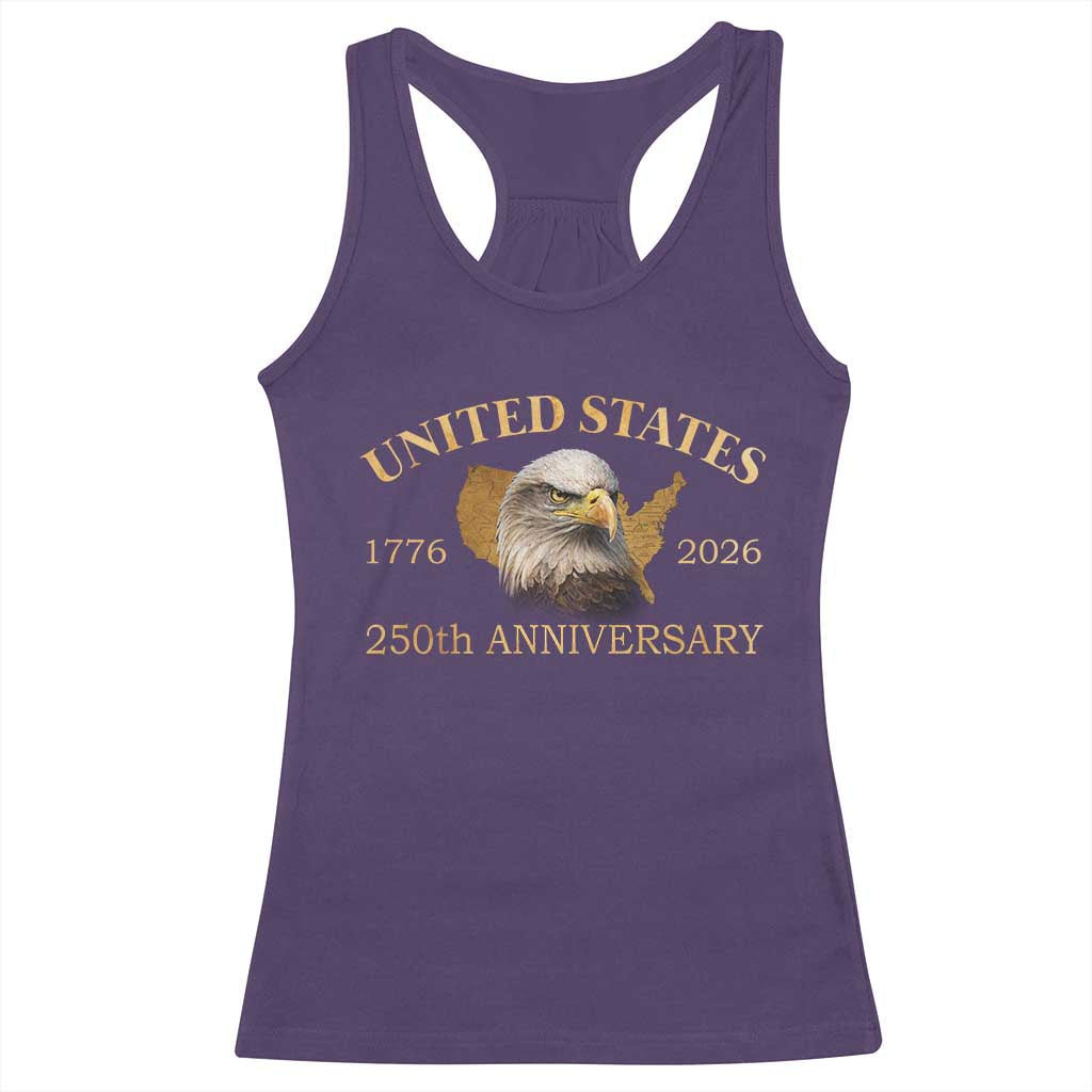 USA 250th Anniversary Racerback Tank Top American Map Patriotic 1776-2026 America 250