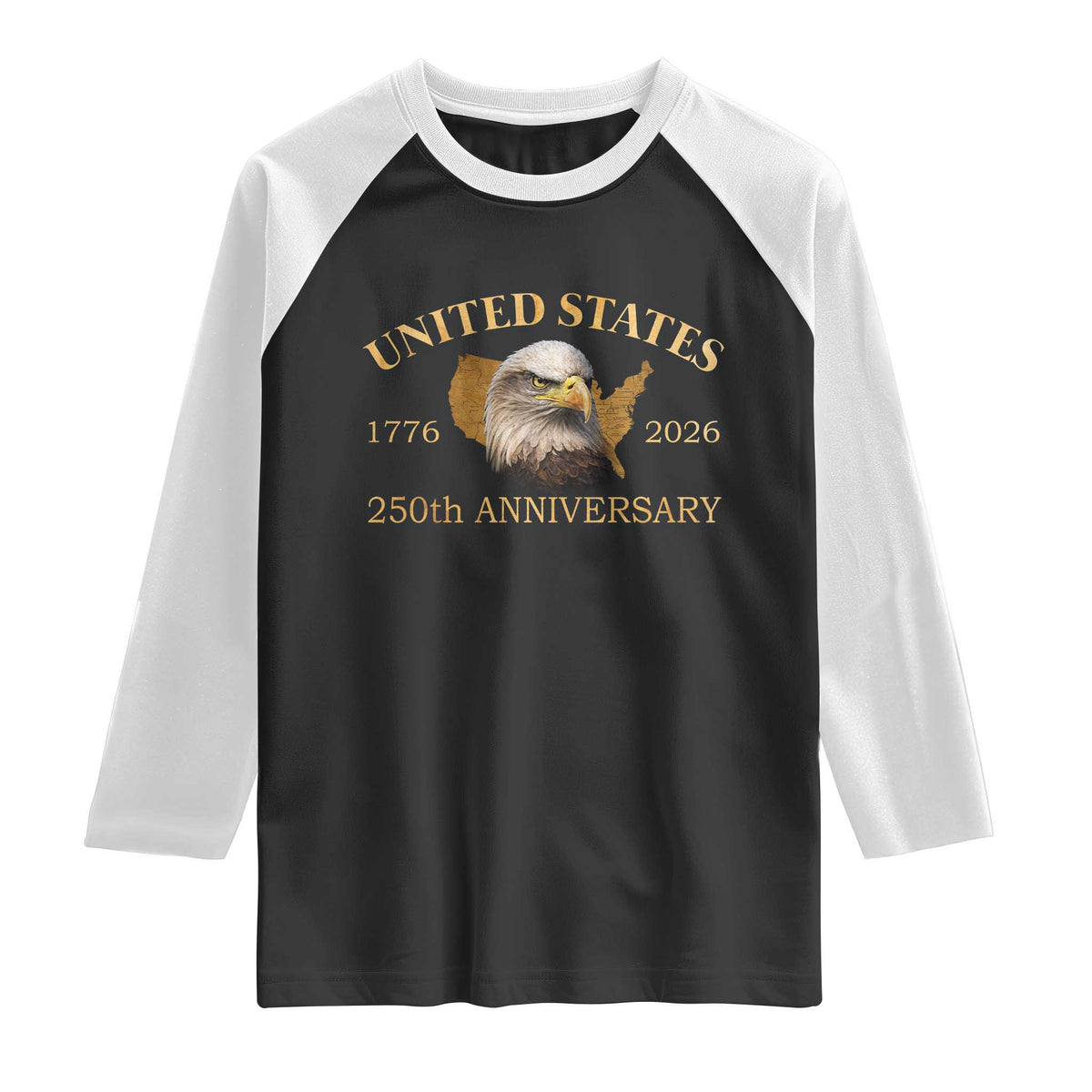 USA 250th Anniversary Raglan Shirt American Map Patriotic 1776-2026 America 250