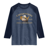 USA 250th Anniversary Raglan Shirt American Map Patriotic 1776-2026 America 250