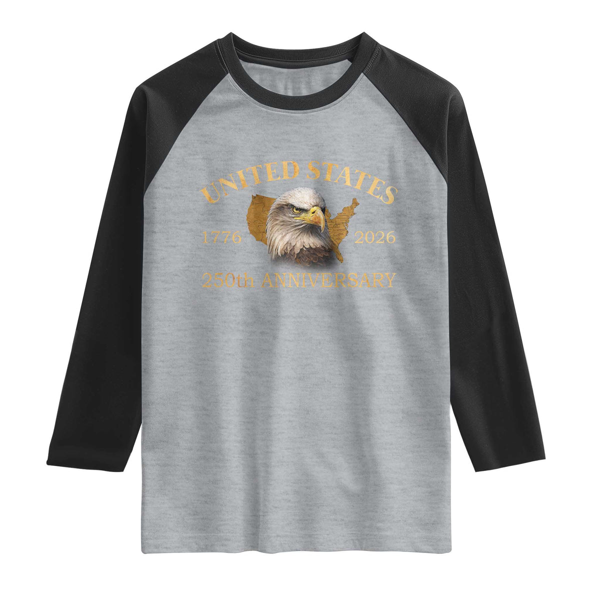 USA 250th Anniversary Raglan Shirt American Map Patriotic 1776-2026 America 250