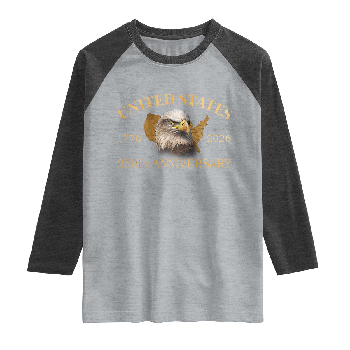 USA 250th Anniversary Raglan Shirt American Map Patriotic 1776-2026 America 250