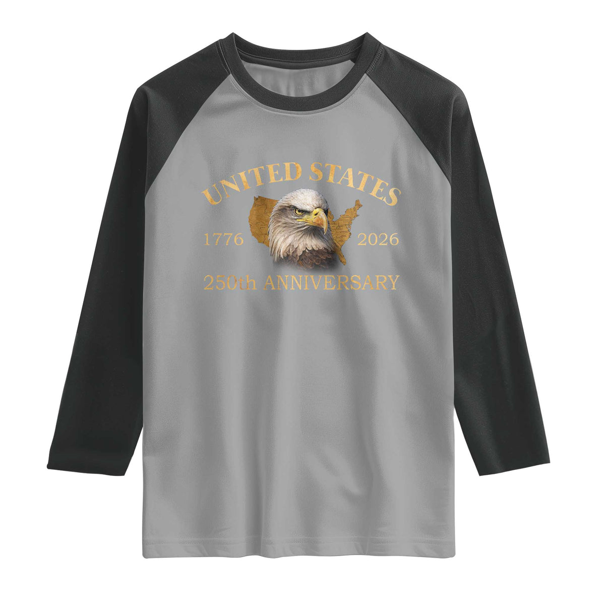 USA 250th Anniversary Raglan Shirt American Map Patriotic 1776-2026 America 250