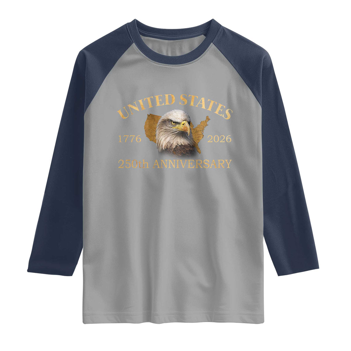 USA 250th Anniversary Raglan Shirt American Map Patriotic 1776-2026 America 250