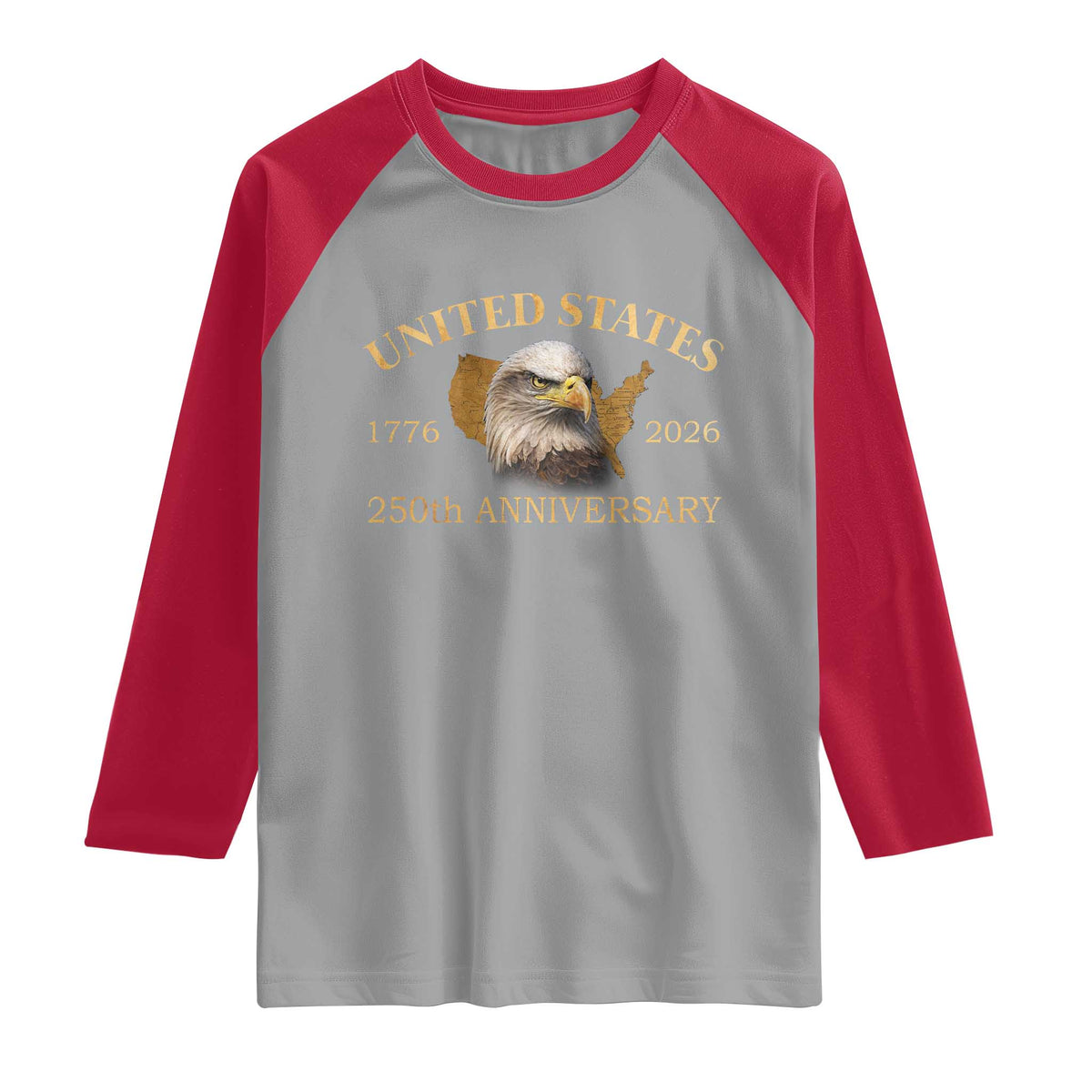 USA 250th Anniversary Raglan Shirt American Map Patriotic 1776-2026 America 250