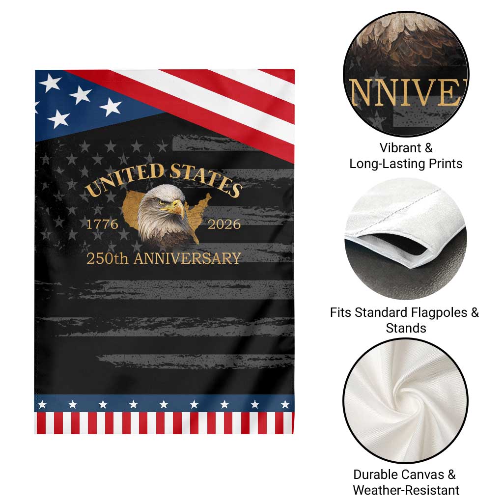 USA 250th Anniversary Garden Flag American Map Patriotic 1776-2026 America 250