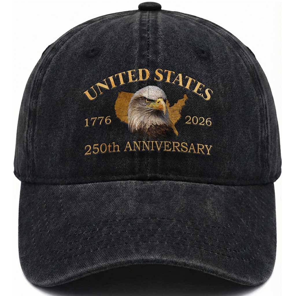 USA 250th Anniversary Washed Cotton Baseball Cap American Map Patriotic 1776-2026 America 250 TS10