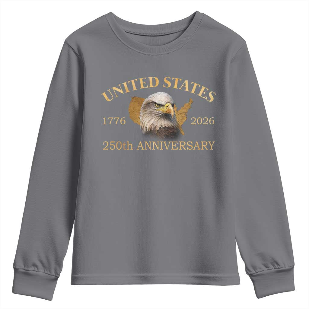USA 250th Anniversary Youth Sweatshirt American Map Patriotic 1776-2026 America 250