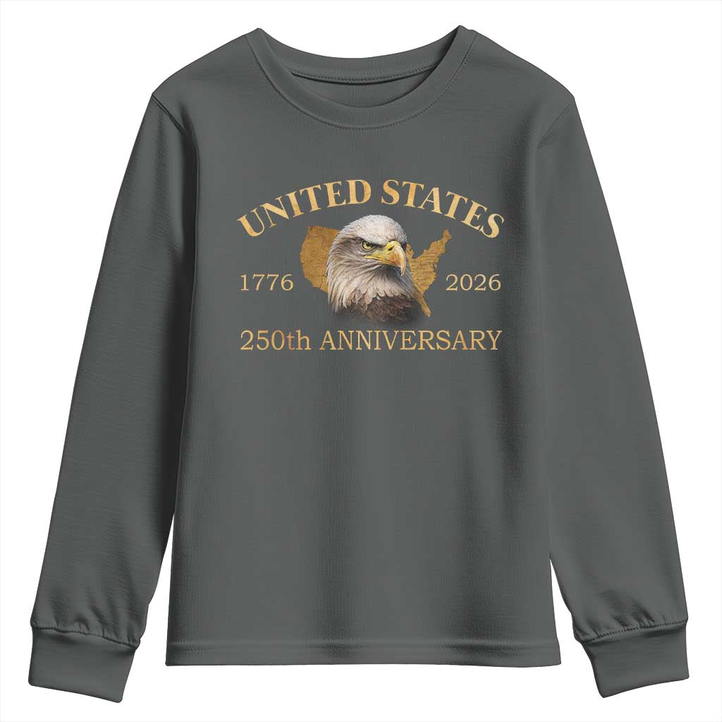 USA 250th Anniversary Youth Sweatshirt American Map Patriotic 1776-2026 America 250
