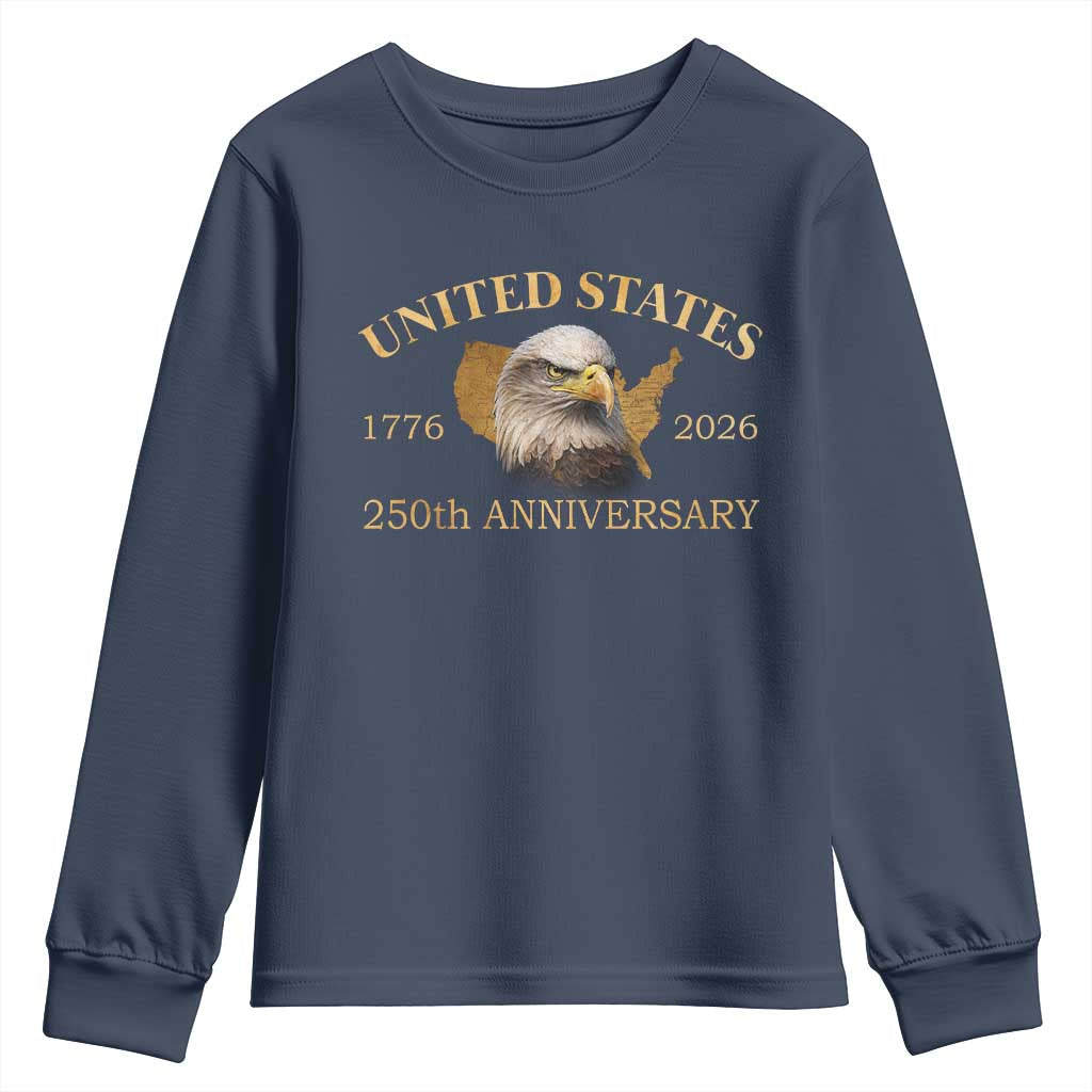 USA 250th Anniversary Youth Sweatshirt American Map Patriotic 1776-2026 America 250