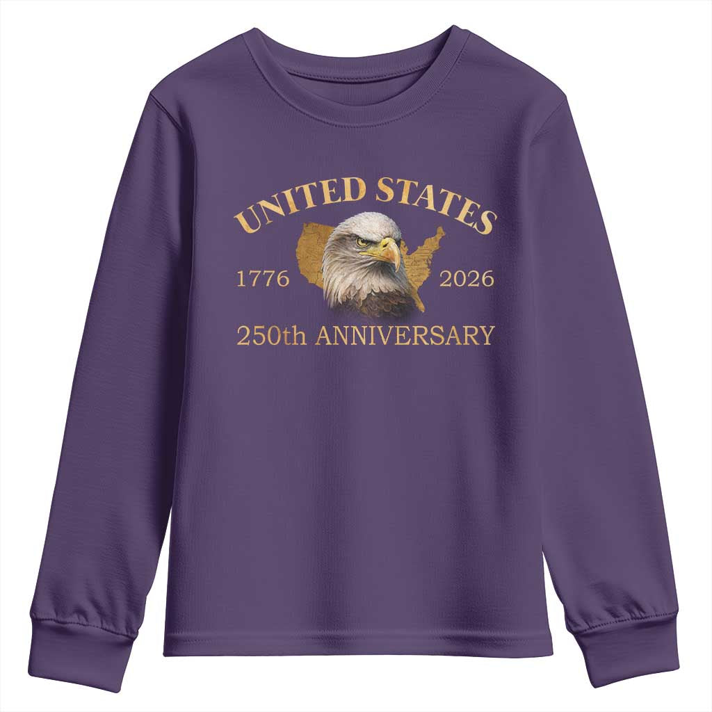 USA 250th Anniversary Youth Sweatshirt American Map Patriotic 1776-2026 America 250