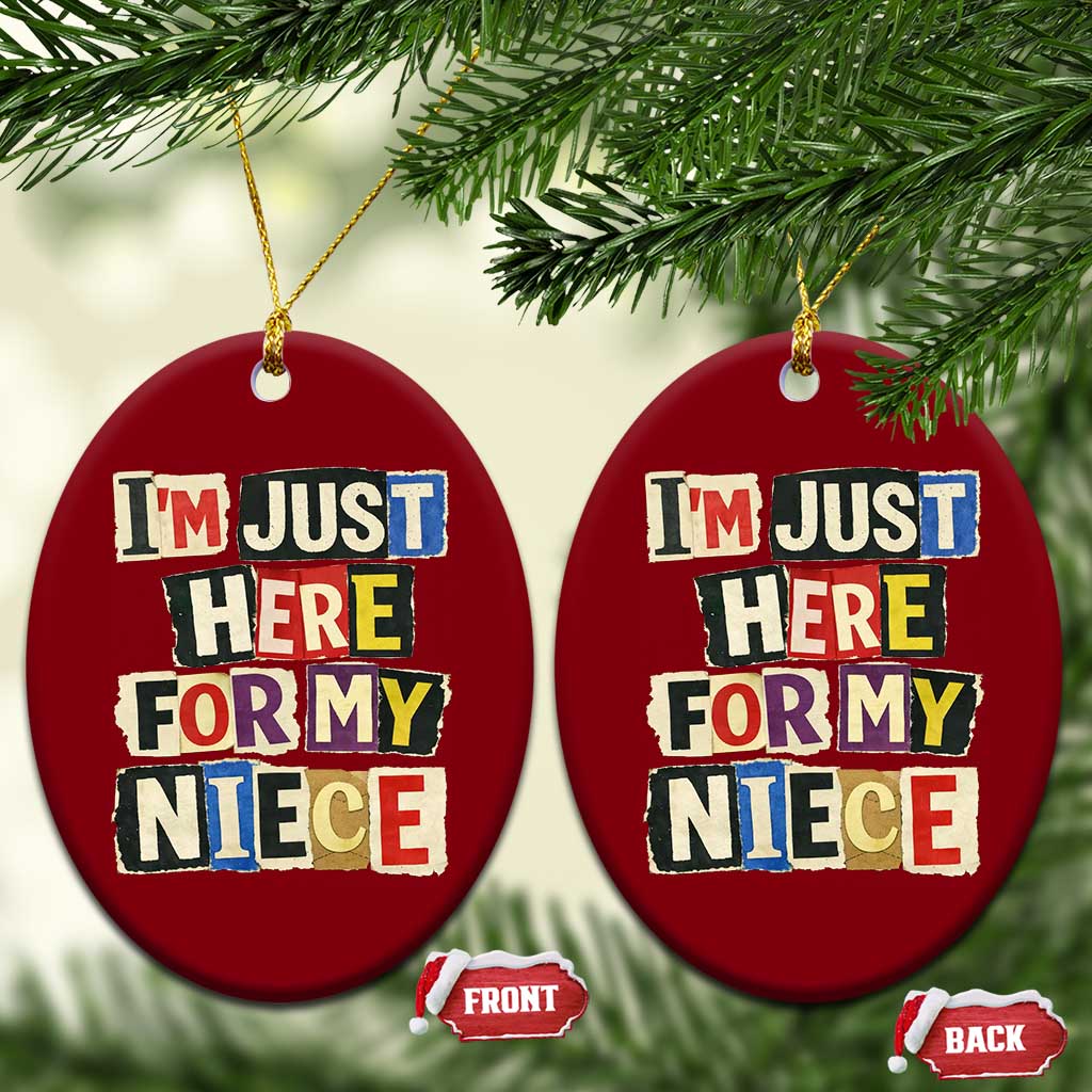 Im Just Here For My Niece Ceramic Ornament Trendy Aunts Letter Print Vintage