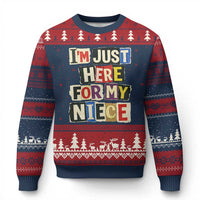 Im Just Here For My Niece Ugly Christmas Sweater Trendy Aunts Letter Print Vintage