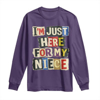 Im Just Here For My Niece Long Sleeve Shirt Trendy Aunts Letter Print Vintage