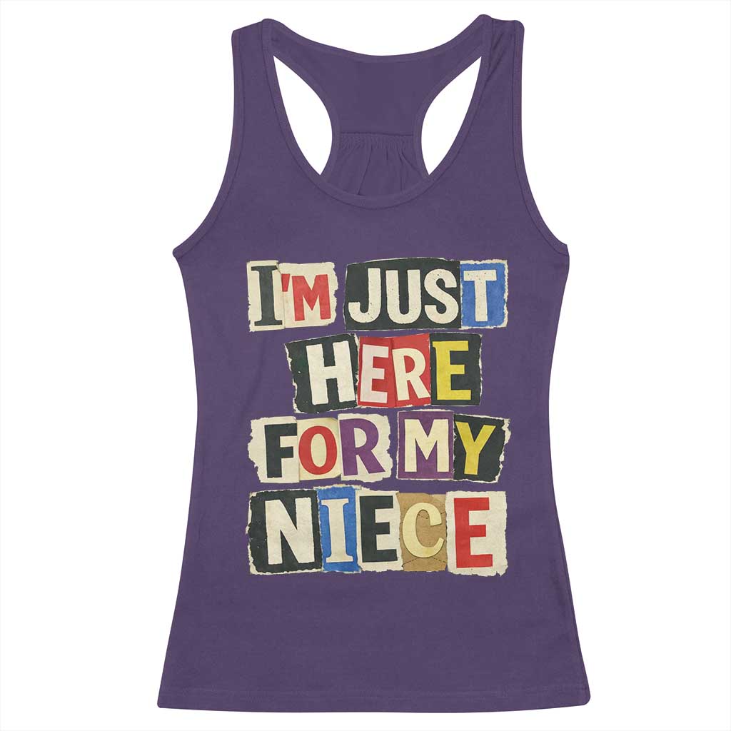 Im Just Here For My Niece Racerback Tank Top Trendy Aunts Letter Print Vintage