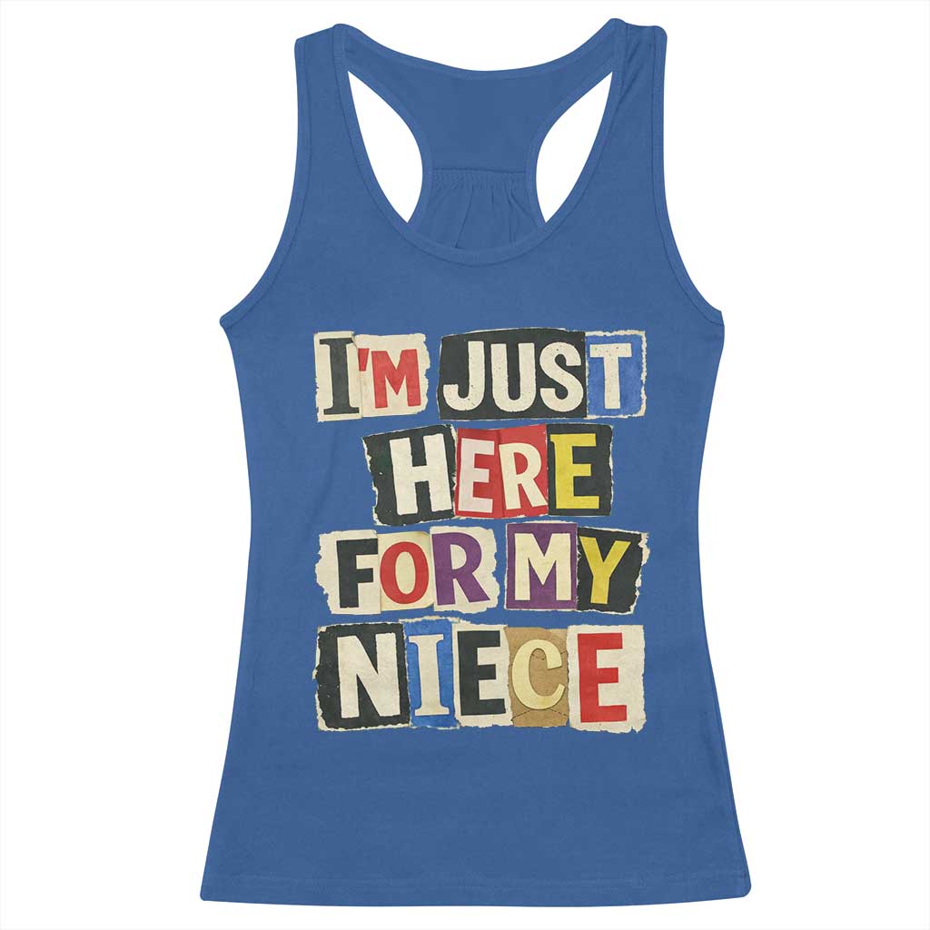 Im Just Here For My Niece Racerback Tank Top Trendy Aunts Letter Print Vintage