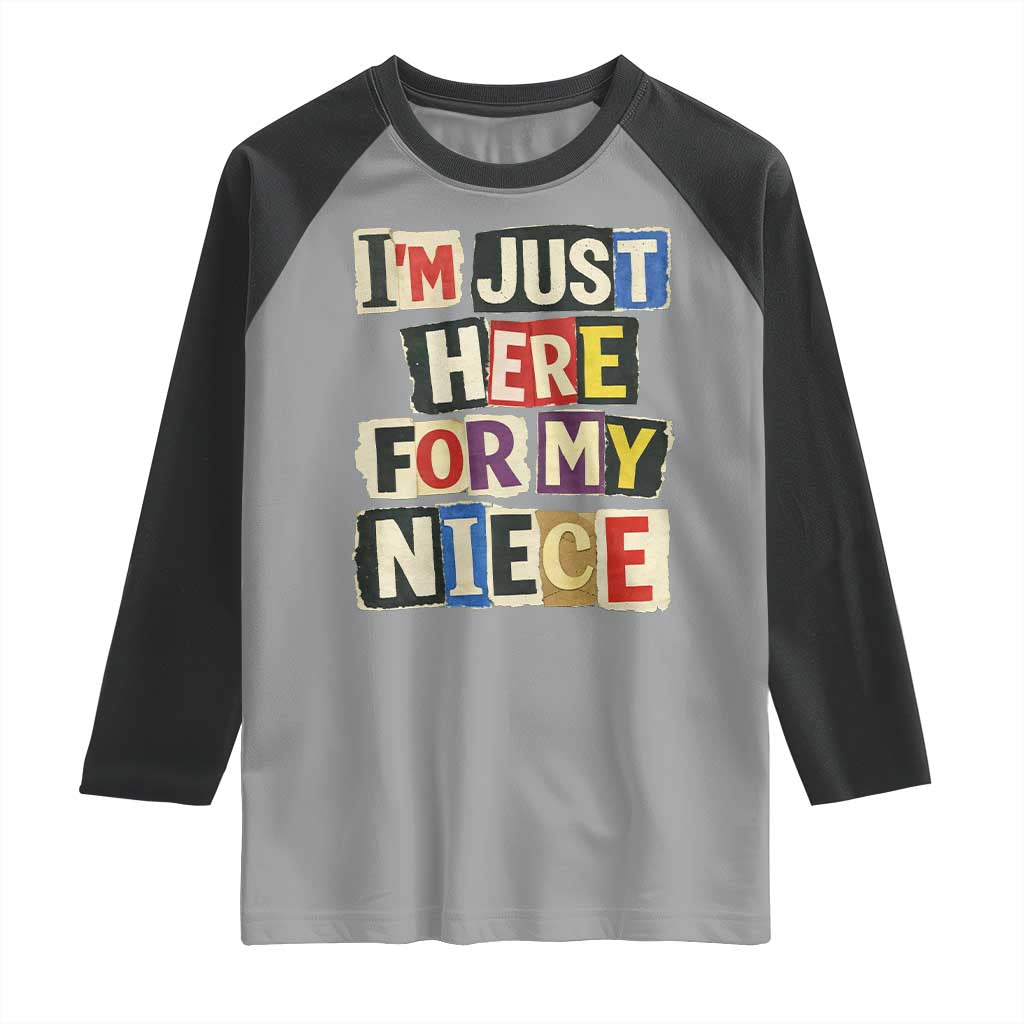Im Just Here For My Niece Raglan Shirt Trendy Aunts Letter Print Vintage