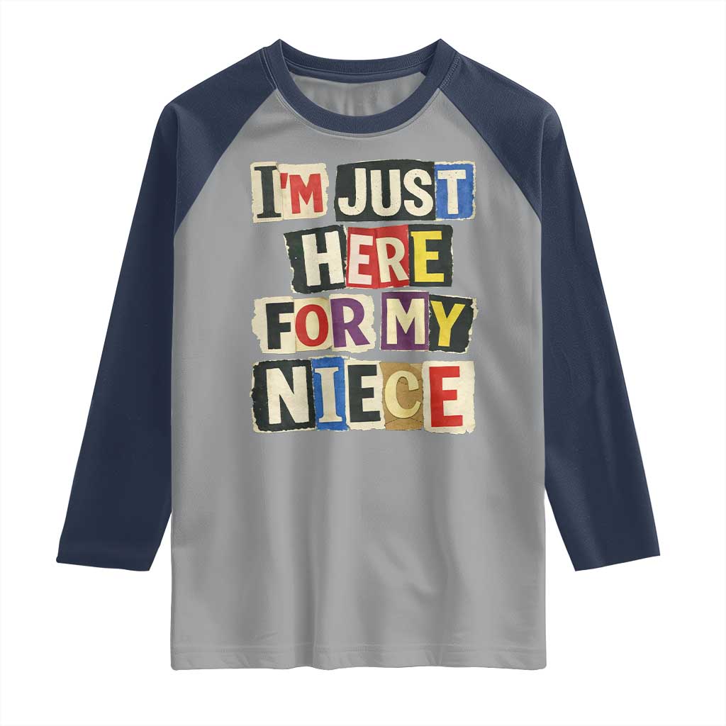 Im Just Here For My Niece Raglan Shirt Trendy Aunts Letter Print Vintage