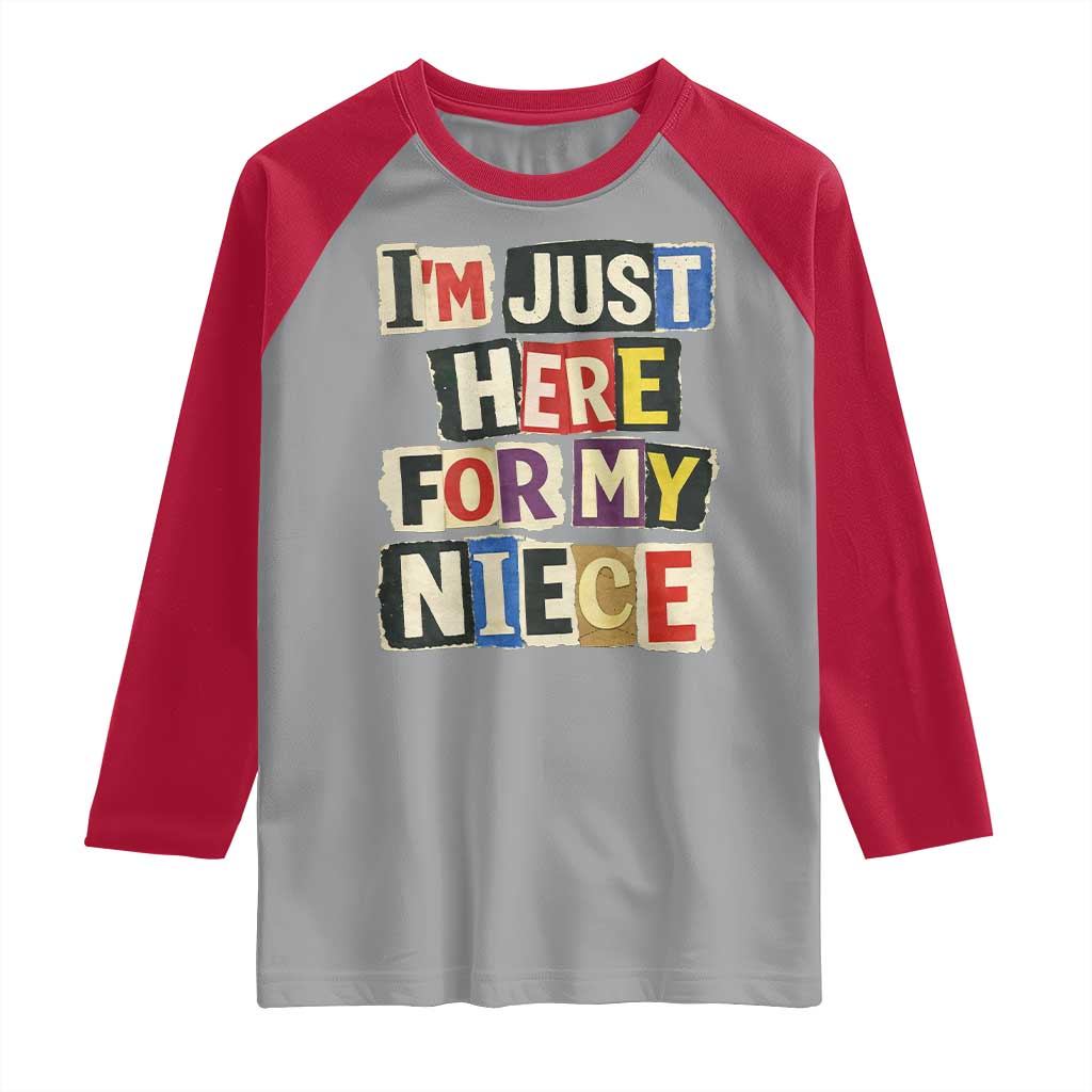 Im Just Here For My Niece Raglan Shirt Trendy Aunts Letter Print Vintage