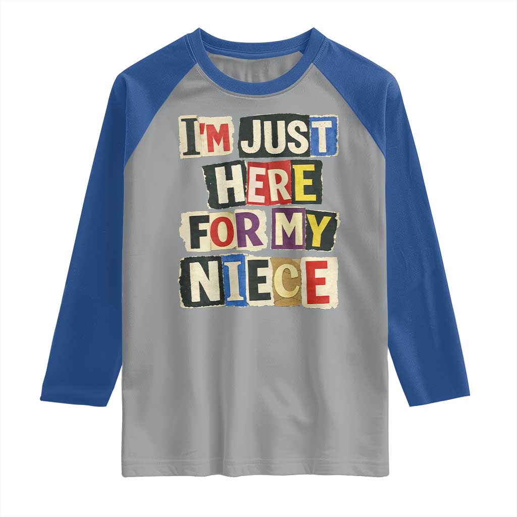 Im Just Here For My Niece Raglan Shirt Trendy Aunts Letter Print Vintage
