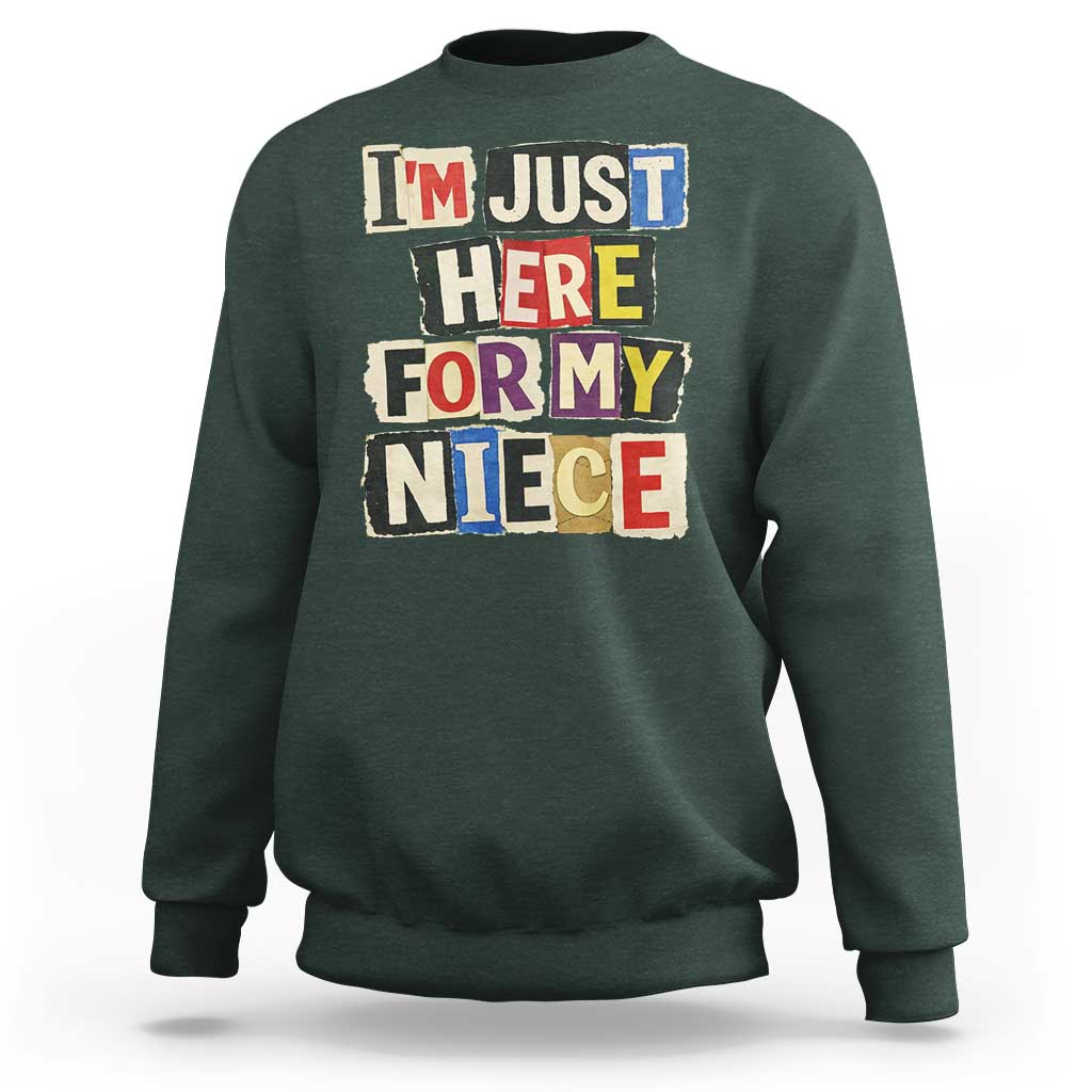 Im Just Here For My Niece Sweatshirt Trendy Aunts Letter Print Vintage