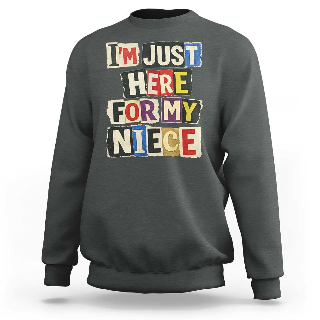 Im Just Here For My Niece Sweatshirt Trendy Aunts Letter Print Vintage