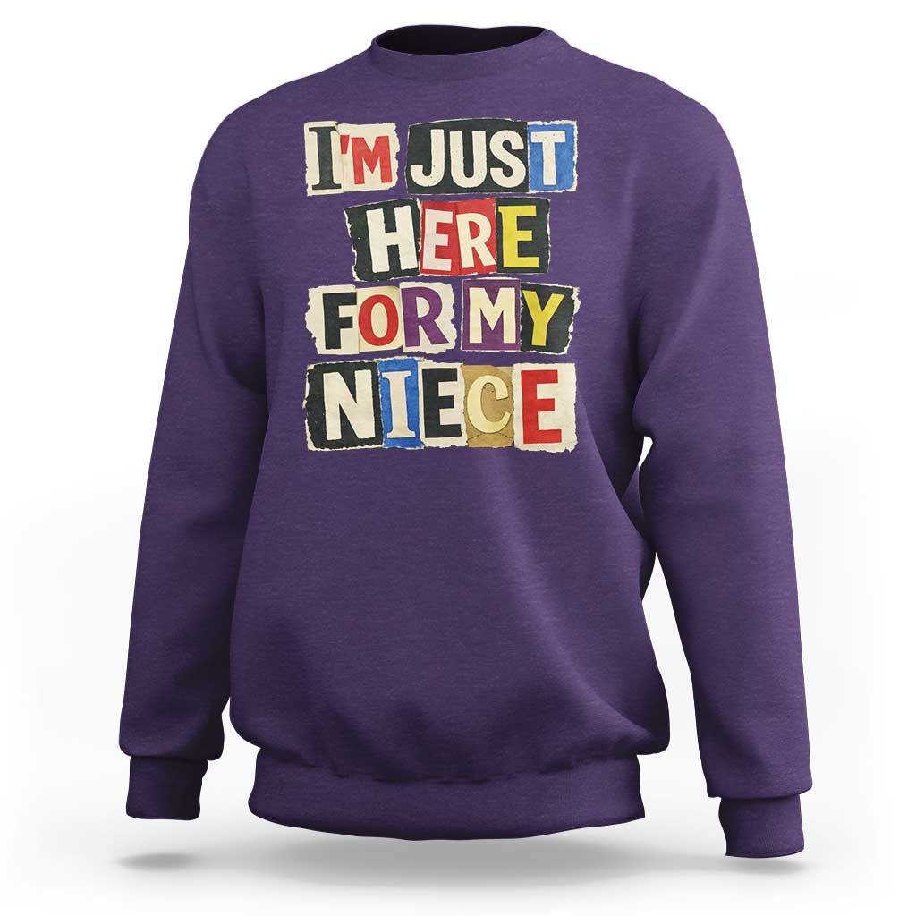 Im Just Here For My Niece Sweatshirt Trendy Aunts Letter Print Vintage