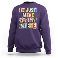 Im Just Here For My Niece Sweatshirt Trendy Aunts Letter Print Vintage