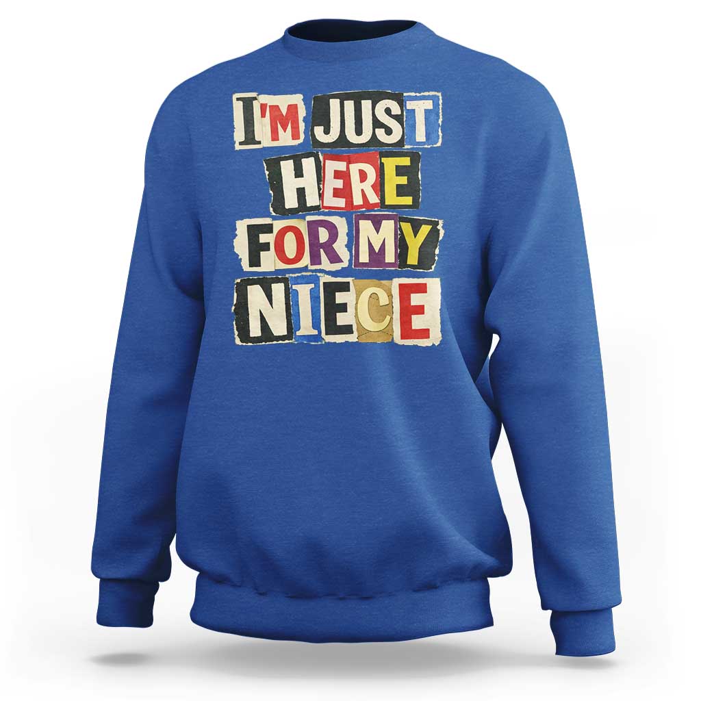 Im Just Here For My Niece Sweatshirt Trendy Aunts Letter Print Vintage