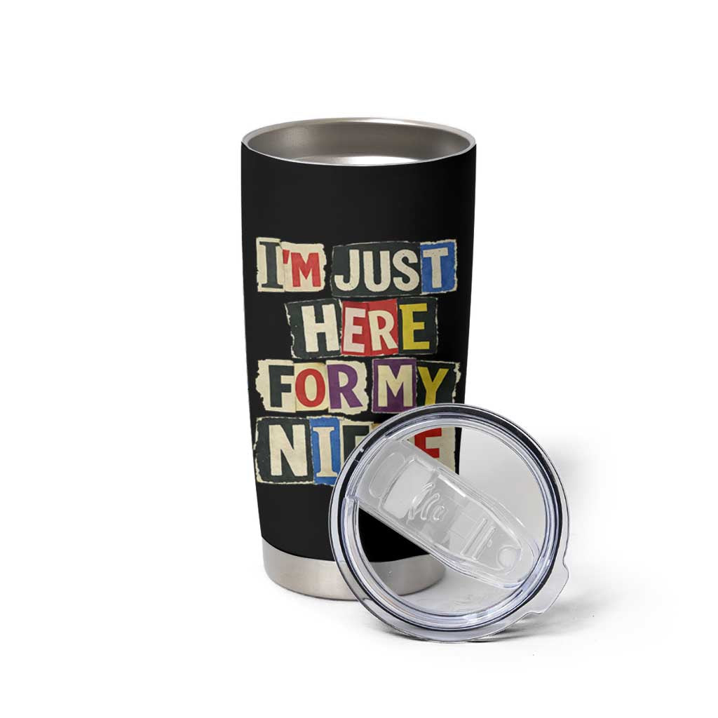 Im Just Here For My Niece Tumbler Cup Trendy Aunts Letter Print Vintage