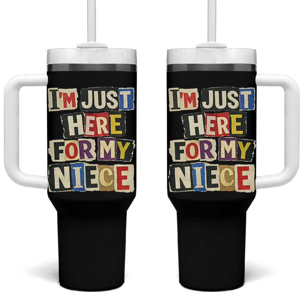 Im Just Here For My Niece Tumbler With Handle Trendy Aunts Letter Print Vintage