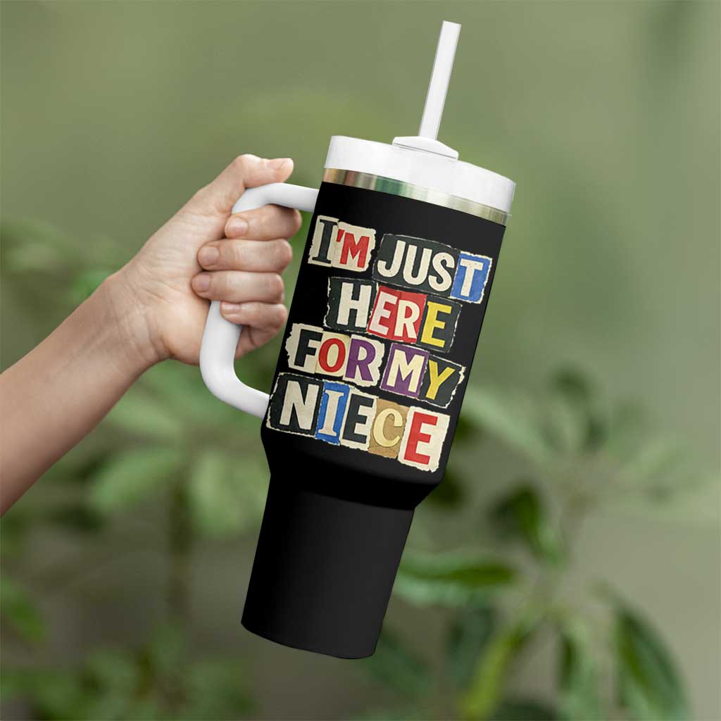 Im Just Here For My Niece Tumbler With Handle Trendy Aunts Letter Print Vintage