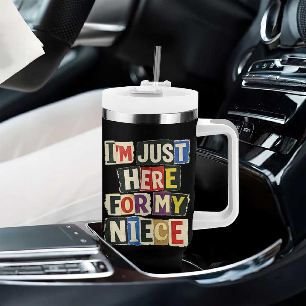 Im Just Here For My Niece Tumbler With Handle Trendy Aunts Letter Print Vintage
